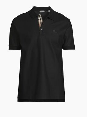 Burberry Black Polo with Classic Check Placket